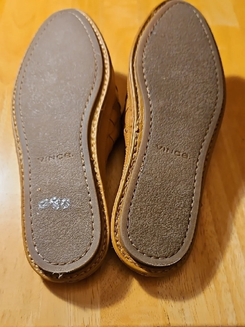 Vince Woven All Leather Slip-On Mules in Cognac - Picture 7 of 9